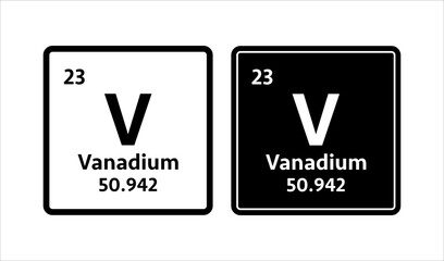 Vanadium symbol. Chemical element of the periodic table. Vector stock illustration