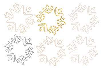 Decorative textured snowflakes- frames. Winter clip art on white background