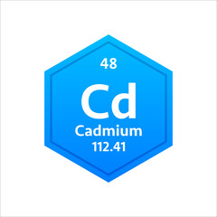 Cadmium symbol. Chemical element of the periodic table. Vector stock illustration.