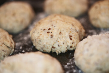 Homemade whole wheat bread made from seeds. selective focus