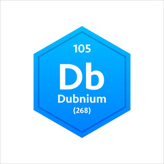 Dubnium symbol. Chemical element of the periodic table. Vector stock illustration.
