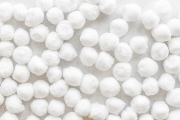 Cotton wool balls pattern for cleansing skin. Cosmetic makeup remover supplies
