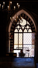 Obraz premium Dark old room in cloister 