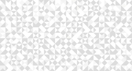 Abstract triangles geometric background. Triangular wallpaper vector. Halftone minimalist design. Grey and white empty triangles pattern