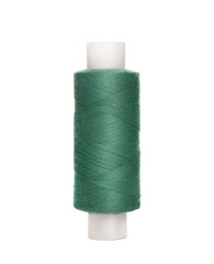 Spool of green sewing thread isolated on white