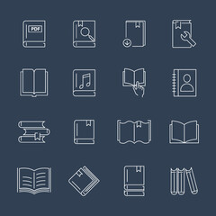 book icons set. book pack symbol vector elements for infographic web