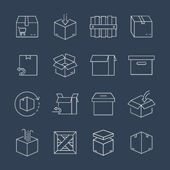 box icons set. box pack symbol vector elements for infographic web