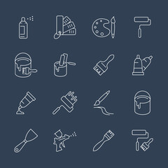 Brushes and Painting icons set. Brushes and Painting pack symbol vector elements for infographic web