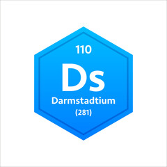Darmstadtium symbol. Chemical element of the periodic table. Vector stock illustration.