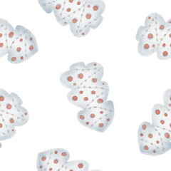 watercolor seamless pattern with cute white christmas trees