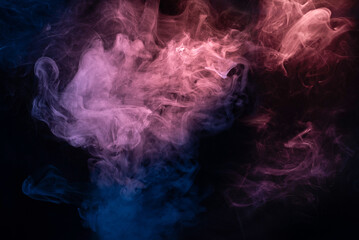 Blue and pink steam on a black background.
