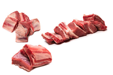 Raw beef ribs isolated on white background.