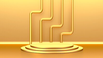 Golden luxurious pedestal or blank podium
