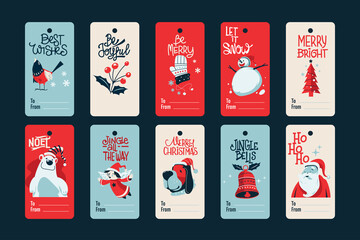 Christmas labels set with Illustration and Quote