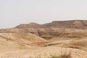 Hills and rocks in the Judean Desert in Israel