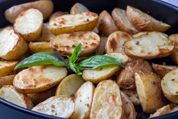 Delicious looking baked potato, food concept photo.