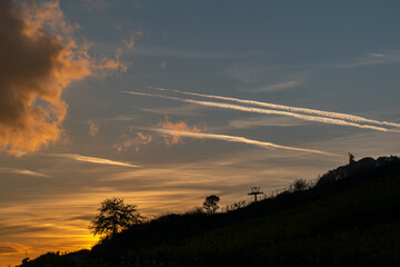 Niederwald Monument Silhouette Sunset  - Germania Statue - R&uuml;delsheim am Rhein - High Resolution