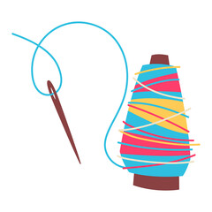 Illustration of sewing threads needlework item. Handicraft and hand made. Feminine creativity hobby and shopping.