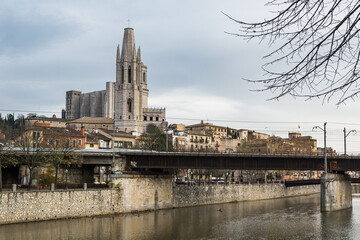 Horizontal view of the Girona Cathedral
