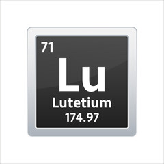 Lutetium symbol. Chemical element of the periodic table. Vector stock illustration