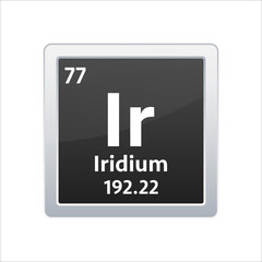 Iridium symbol. Chemical element of the periodic table. Vector stock illustration.
