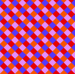 Red orange and blue check texture background seamless pattern