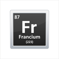 Francium symbol. Chemical element of the periodic table. Vector stock illustration
