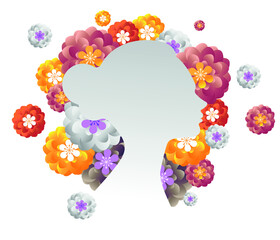 International Women's Day or mother's day concept poster design, woman silhouette and flowers.
