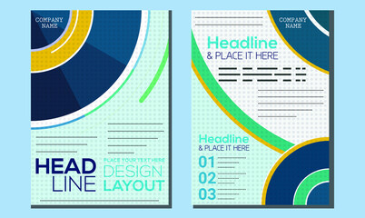 Abstract a4 brochure cover design. Info banner frame in techno style. Title sheet model set. Hi tech flyer or ad text font with urban city street texture. catalog, magazine. Brochure layout modern.