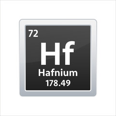 Hafnium symbol. Chemical element of the periodic table. Vector stock illustration
