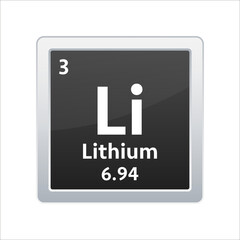 lithium symbol. Chemical element of the periodic table. Vector stock illustration.