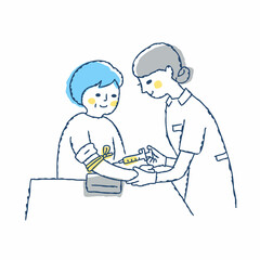 注射をしている看護師と患者
