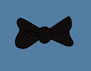 Vector black bow tie isolated on a blue background.