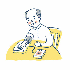 
血圧を測るシニア男性
