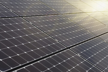 Abstract solar panels texture background. Close-up of Solar energy panel photovoltaics module.