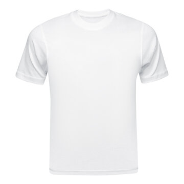 White T-shirt mockup front used as design template. Tee Shirt blank isolated on white