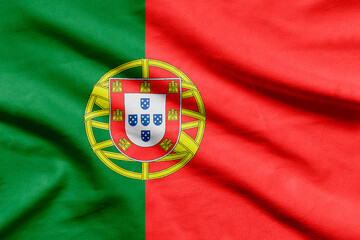 Flag of Portugal on wavy fabric.