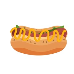 Vector hot dog illustration isolated on white
