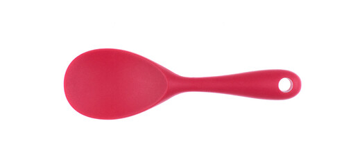 red kitchen rubber spoon isolated on white background