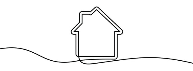 Fototapeta House one line background. One continuous line drawing of house icon. Vector illustration. House line icon. obraz