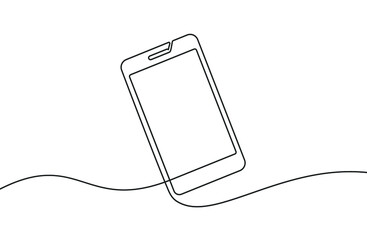 Telefoon lijn achtergrond. Een lijntekening achtergrond. Doorlopende lijntekening van smartphone. Vector illustratie.