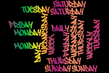 Colorful Word Cloud of Week Days