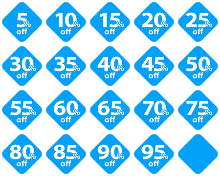 Set of discount tags in blue color. Vector	
