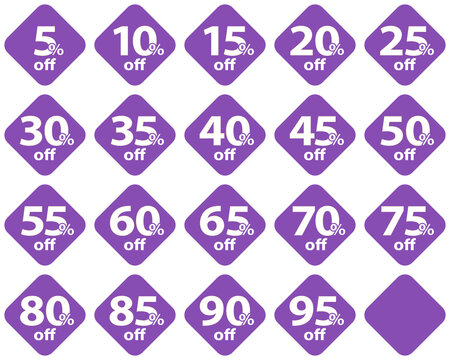 Set of discount tags in purple color. Vector	
