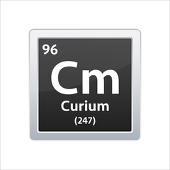 Curium symbol. Chemical element of the periodic table. Vector stock illustration.