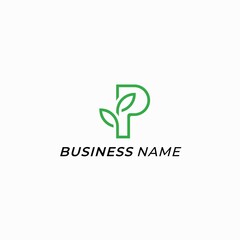 design logo combine letter P and leaf