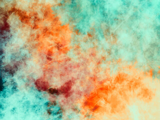 Blue green and orange background painting texture Color ink brushstrokes Modern mixed media artwork on canvas Variety pattern 