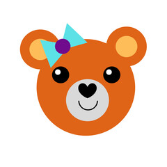 Character - a cute little bear girl with a bow. 
