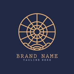 Simple sun logo. Outline concept. Vector illustration template design