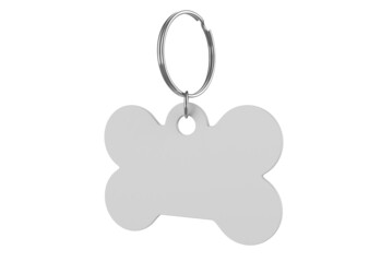 Blank Cat Dog Id Tag Name Pendant Bone Necklace Collar Mockup, 3d render illustration.
